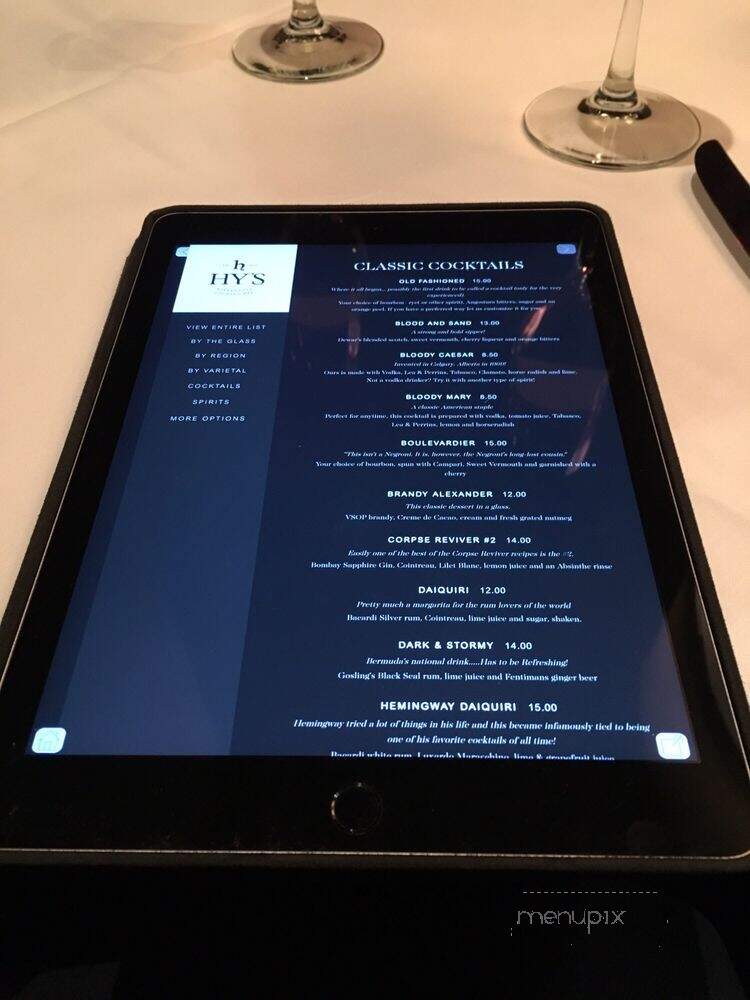 Hy's Steakhouse & Cocktail Bar - Calgary, AB menu_pic