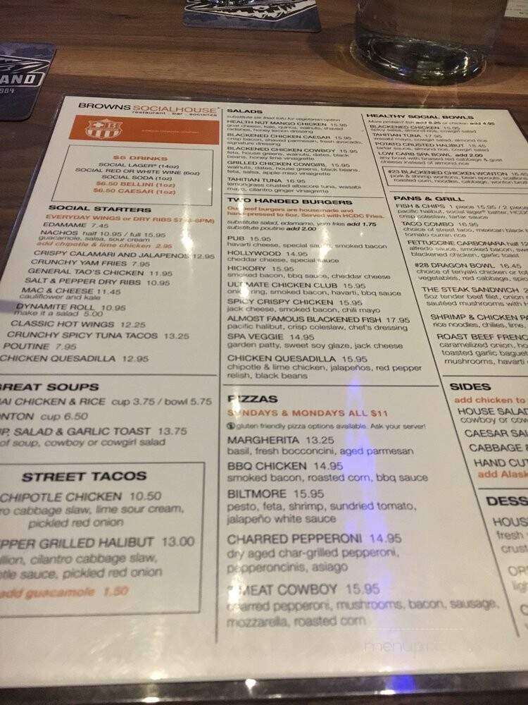 Brown's Social House - Kamloops, BC menu_pic