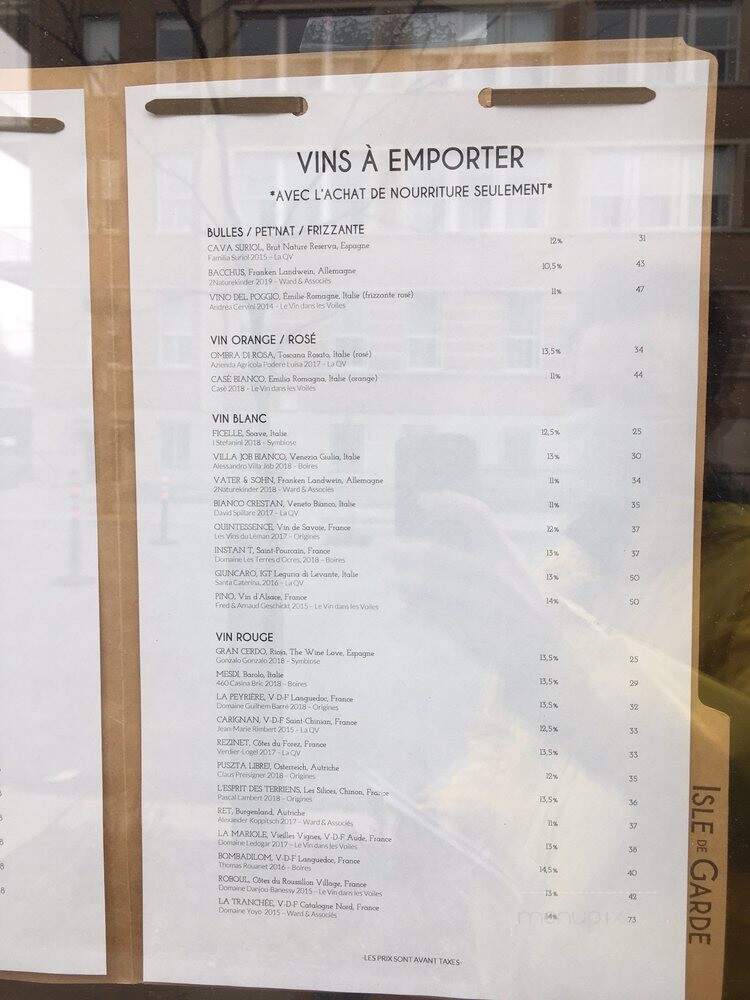 Isle de Garde - Montreal, QC menu_pic
