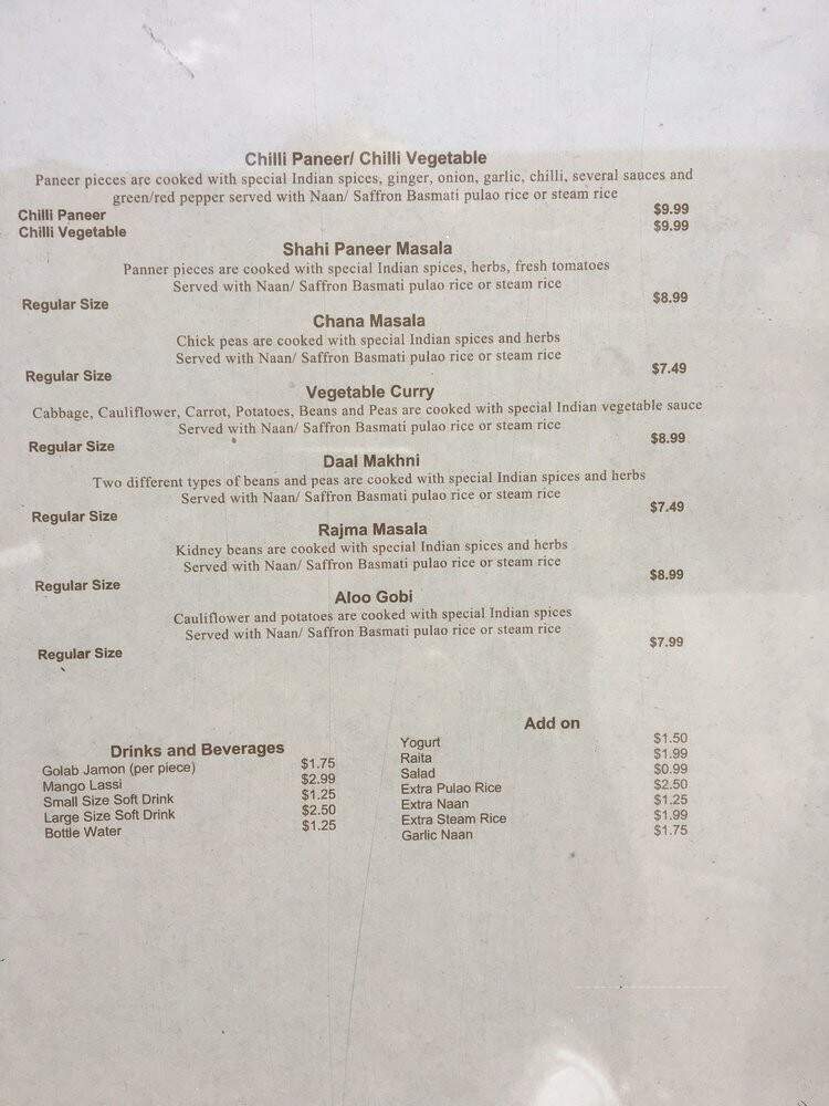 Sweet Chili Indian Restaurant - Windsor, ON menu_pic