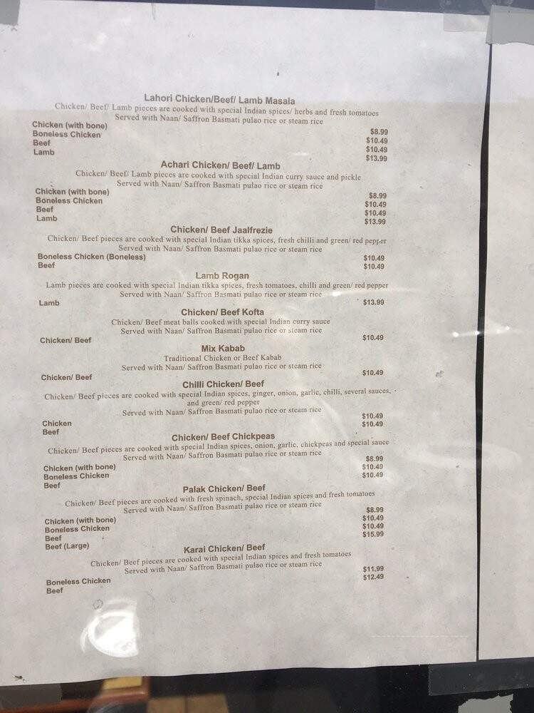 Sweet Chili Indian Restaurant - Windsor, ON menu_pic