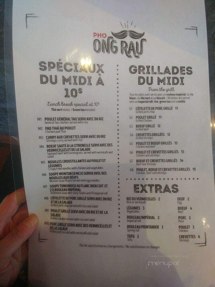 Pho Ong Rau - Montreal, QC menu_pic