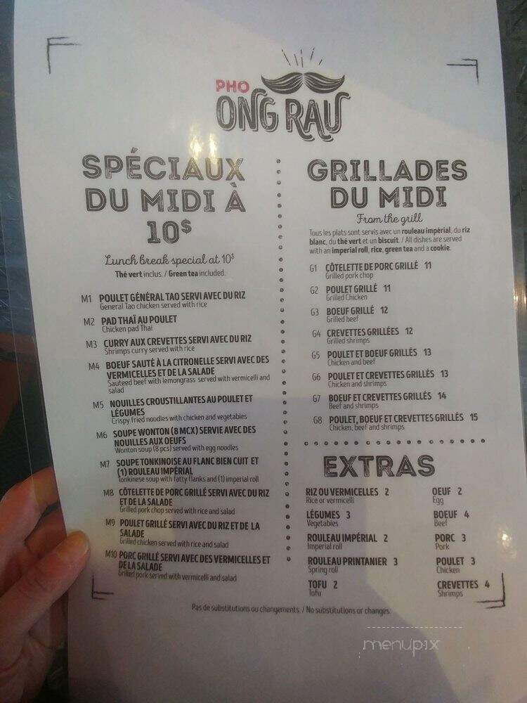 Pho Ong Rau - Montreal, QC menu_pic