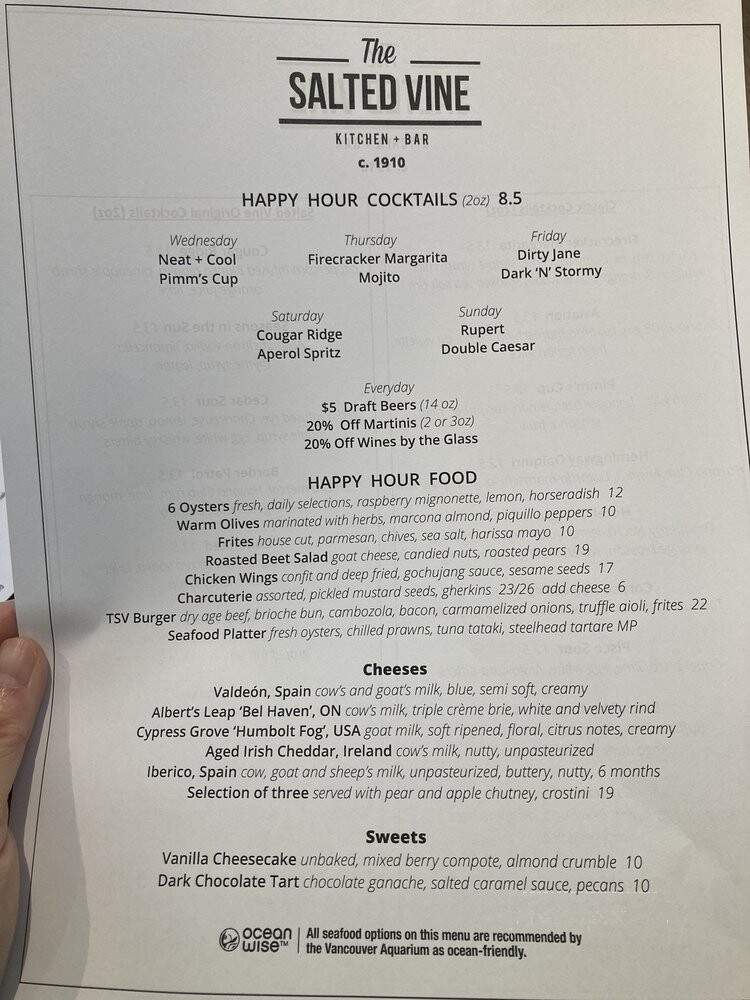 The Salted Vine Kitchen + Bar - Squamish, BC menu_pic