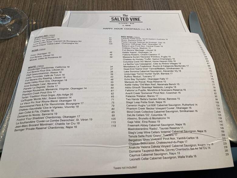 The Salted Vine Kitchen + Bar - Squamish, BC menu_pic