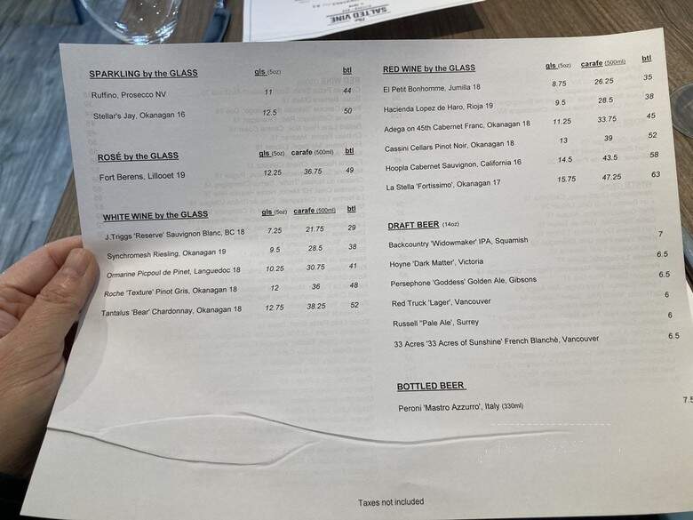 The Salted Vine Kitchen + Bar - Squamish, BC menu_pic