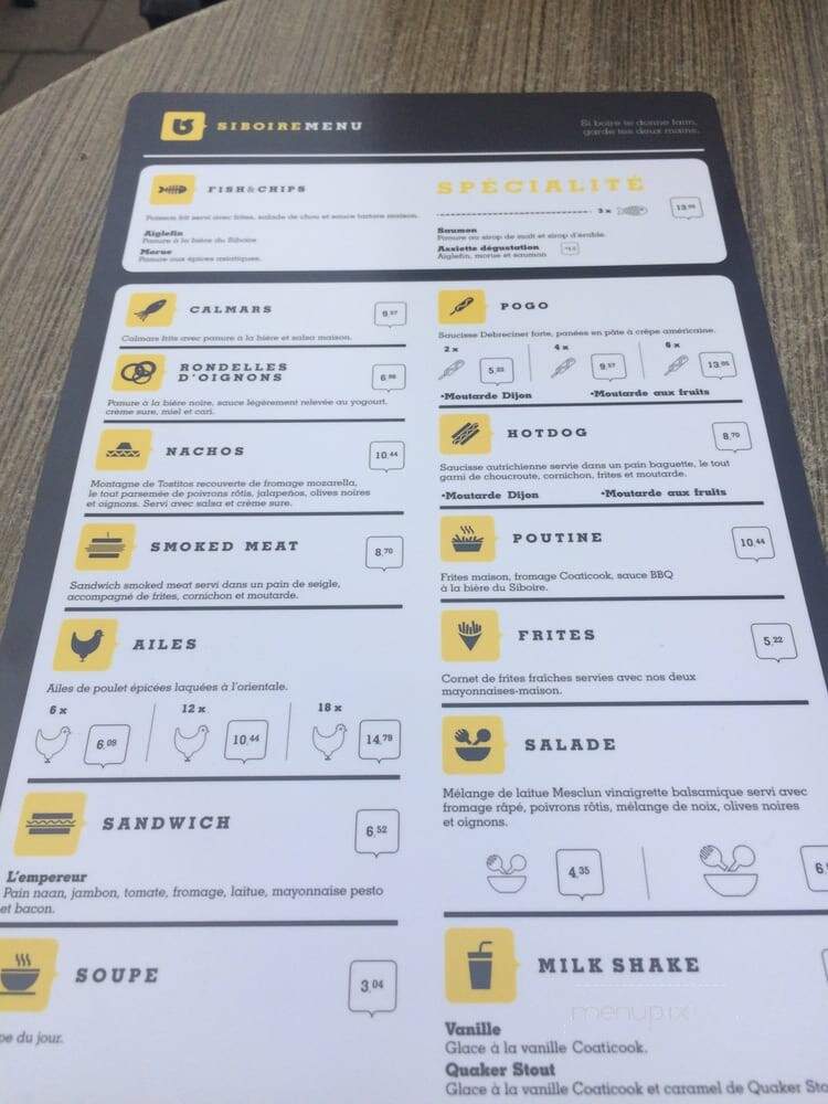 Siboire - Sherbrooke, QC menu_pic