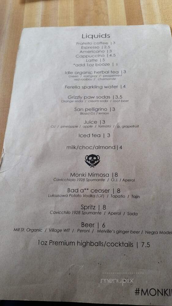 Monki Breakfast Club & Bistro - Calgary, AB menu_pic