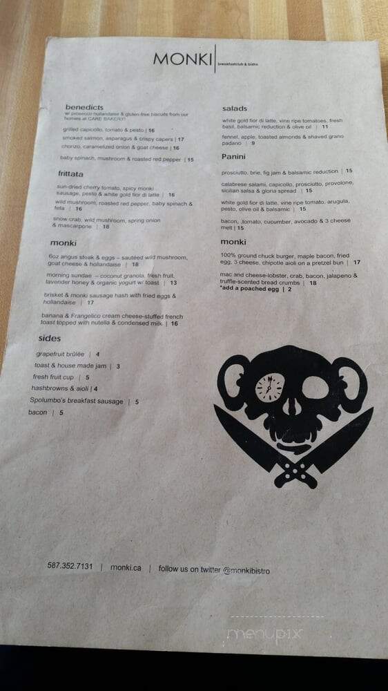 Monki Breakfast Club & Bistro - Calgary, AB menu_pic