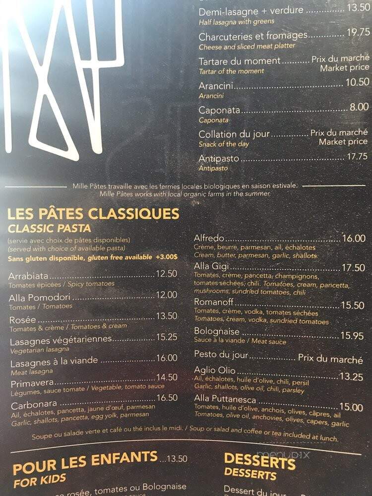 Mille Pates - Mont-Tremblant, QC menu_pic