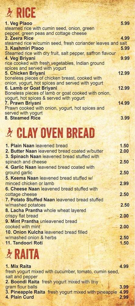 Jaipur Indian Cuisine - Surrey, BC menu_pic