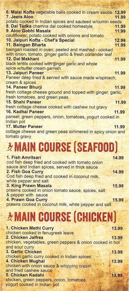 Jaipur Indian Cuisine - Surrey, BC menu_pic