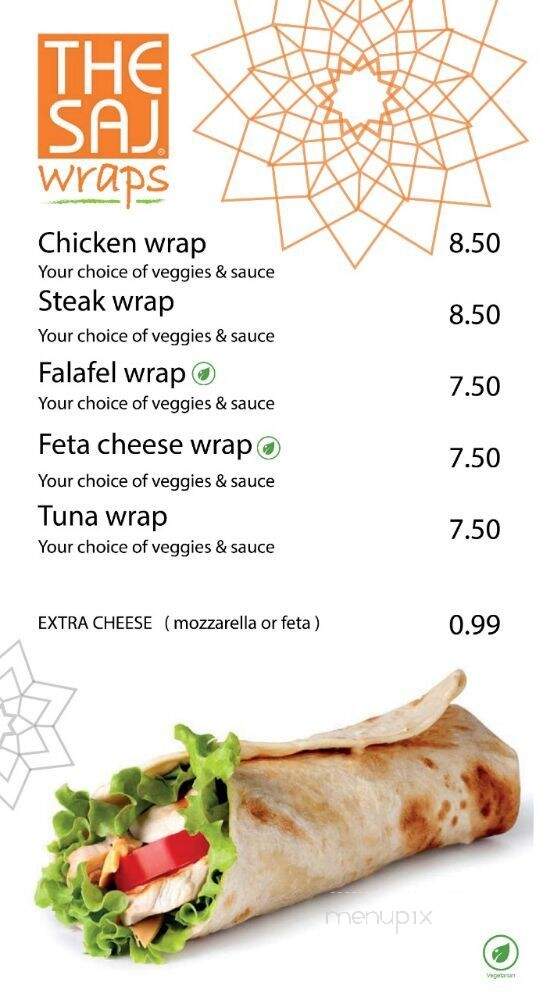 The SAJ Pizza & Wrap - Toronto, ON menu_pic