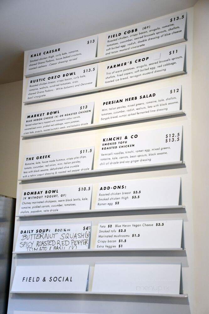 Field & Social - Vancouver, BC menu_pic