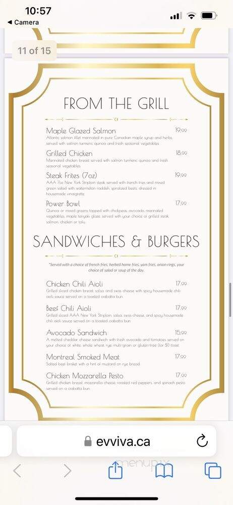Evviva Breakfast & Lunch - Vaughan, ON menu_pic