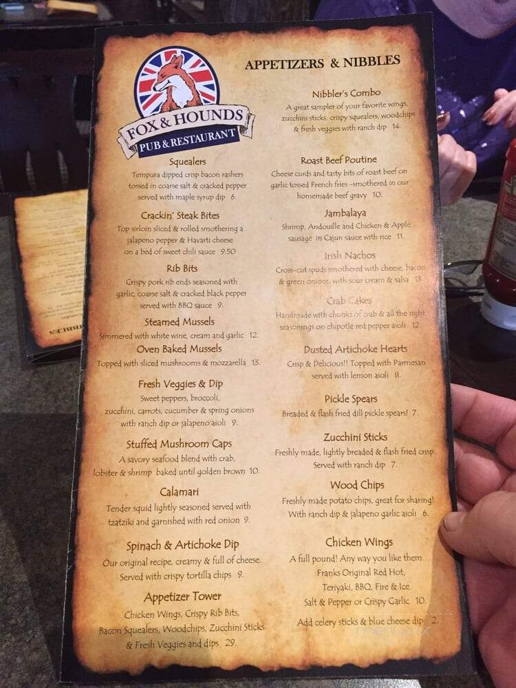 Fox & Hounds - Aldergrove, BC menu_pic