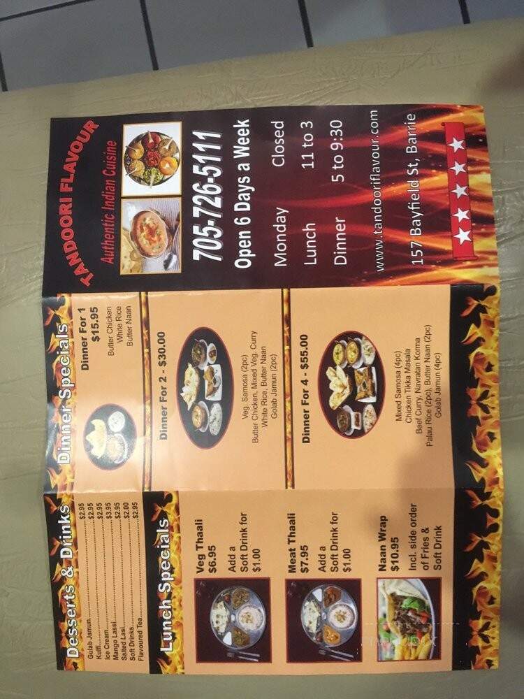 Tandoori Flavour - Barrie, ON menu_pic