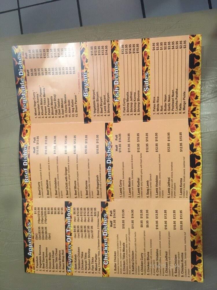 Tandoori Flavour - Barrie, ON menu_pic
