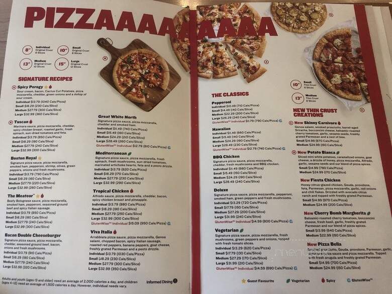 Boston Pizza - North York, ON menu_pic