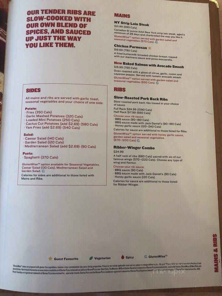 Boston Pizza - North York, ON menu_pic