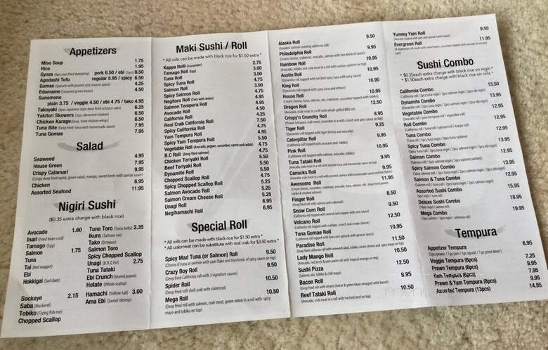 Mega Sushi - Coquitlam, BC menu_pic