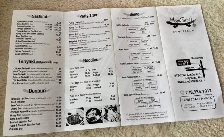 Mega Sushi - Coquitlam, BC menu_pic