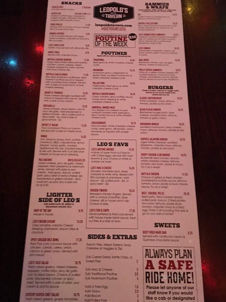 Leopold's - Regina, SK menu_pic