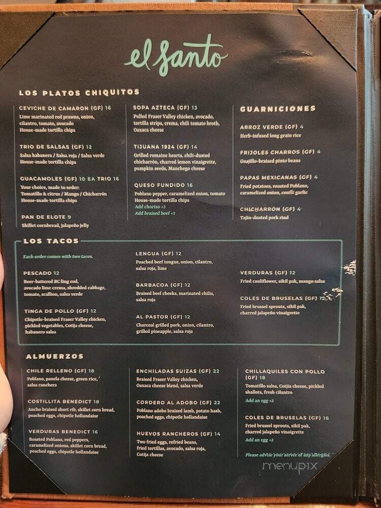 El Santo - New Westminster, BC menu_pic