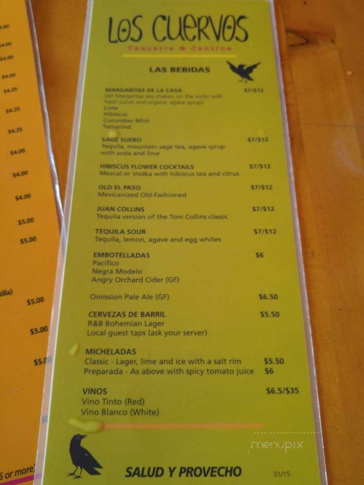 Los Cuervos Taqueria Y Cantina - Vancouver, BC menu_pic