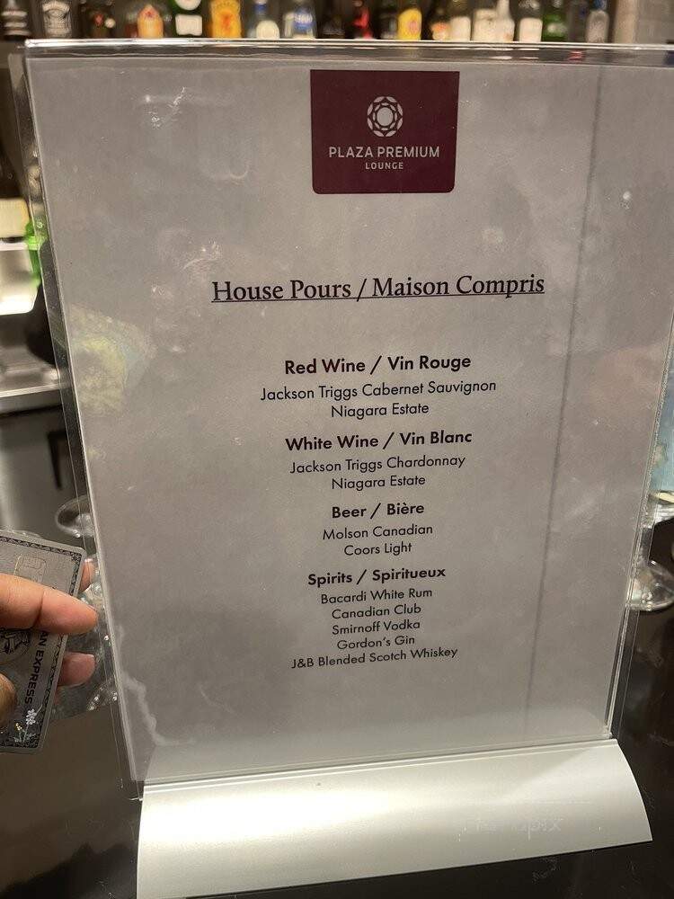 Plaza Premium Lounge - Mississauga, ON menu_pic