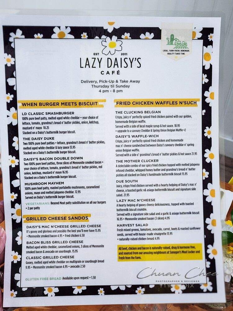Lazy Daisy's Cafe - Toronto, ON menu_pic