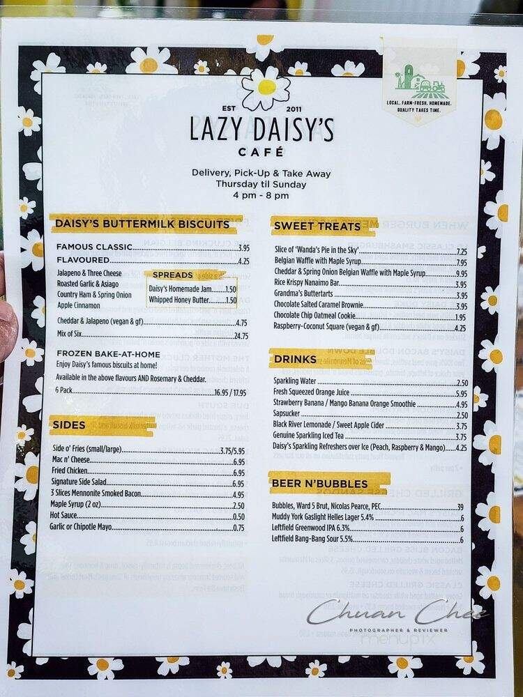 Lazy Daisy's Cafe - Toronto, ON menu_pic