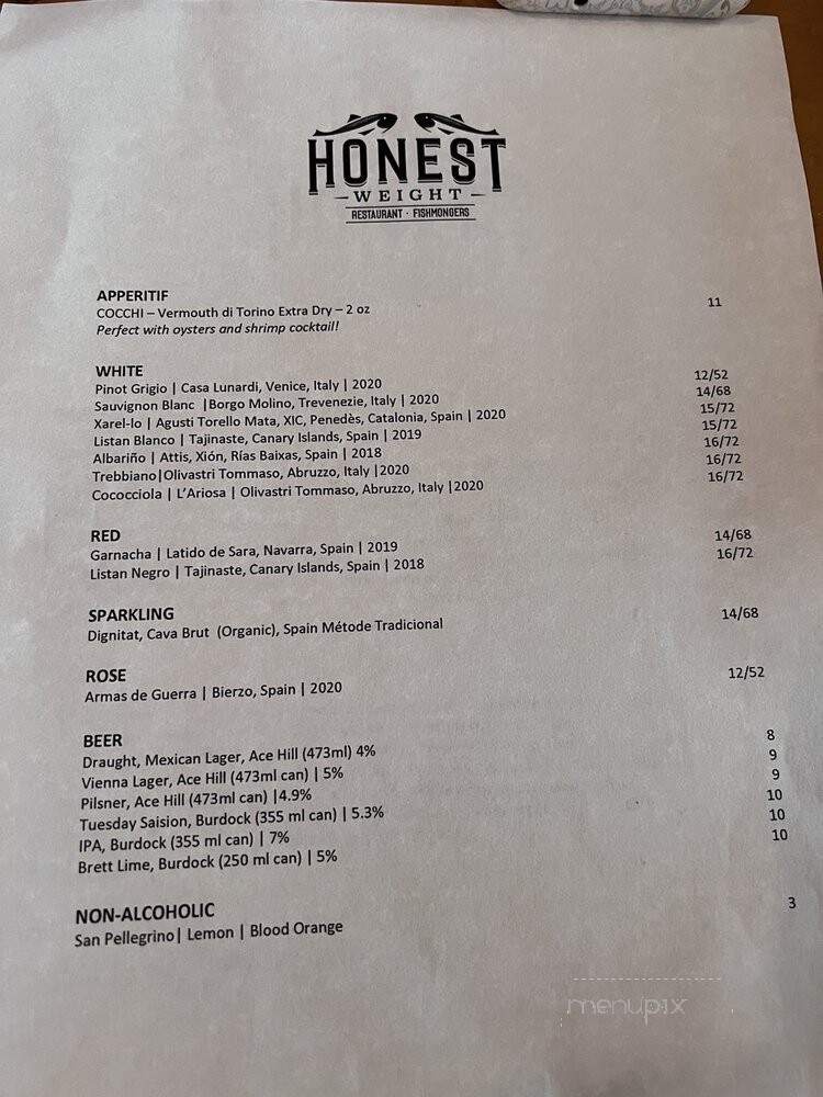 Honest Weight - Toronto, ON menu_pic