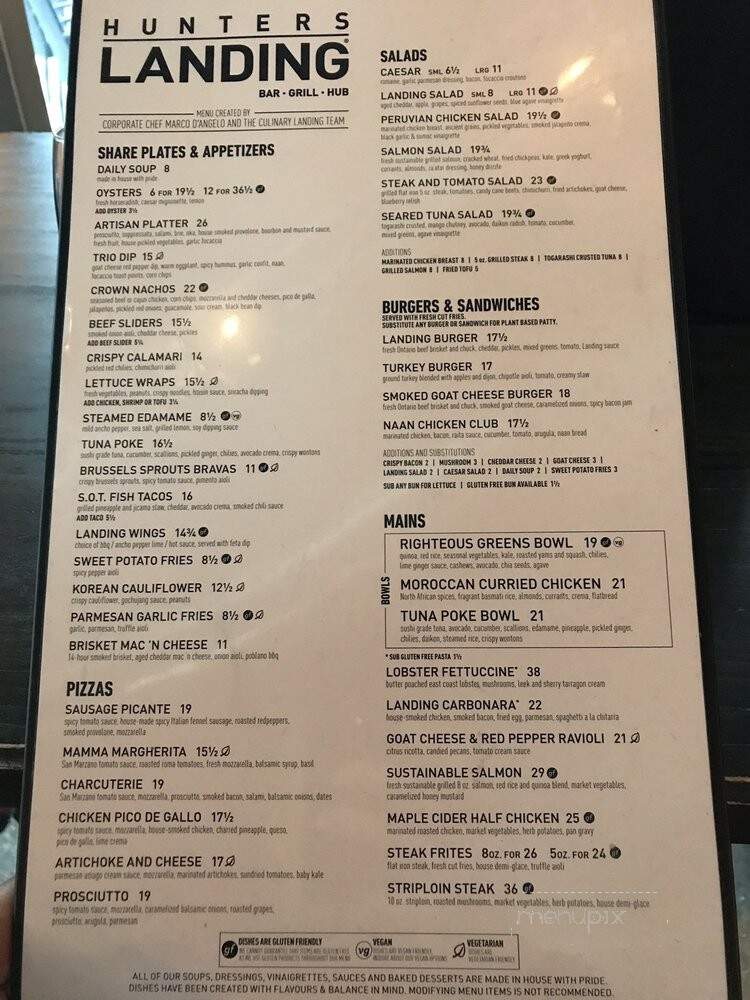 Hunters Landing Bar Grill Hub Restaurant - Toronto, ON menu_pic