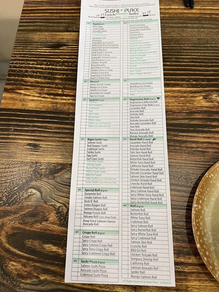 Sushi Place - Toronto, ON menu_pic