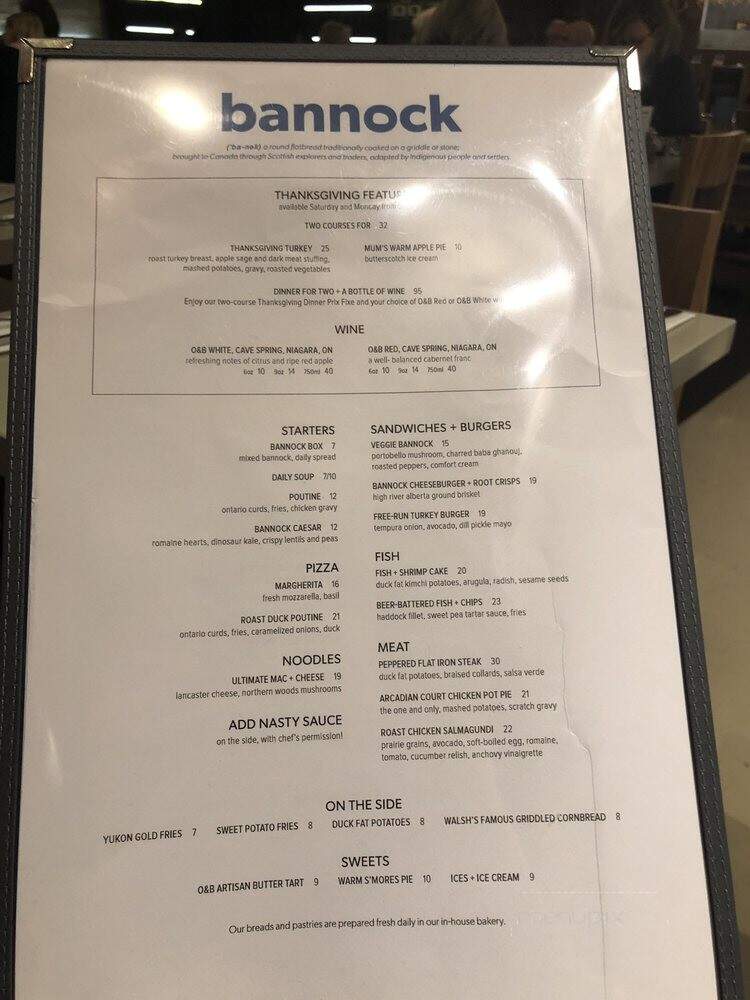 Bannock - Toronto, ON menu_pic