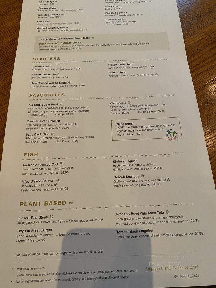 Chop Steakhouse & Bar - Mississauga, ON menu_pic