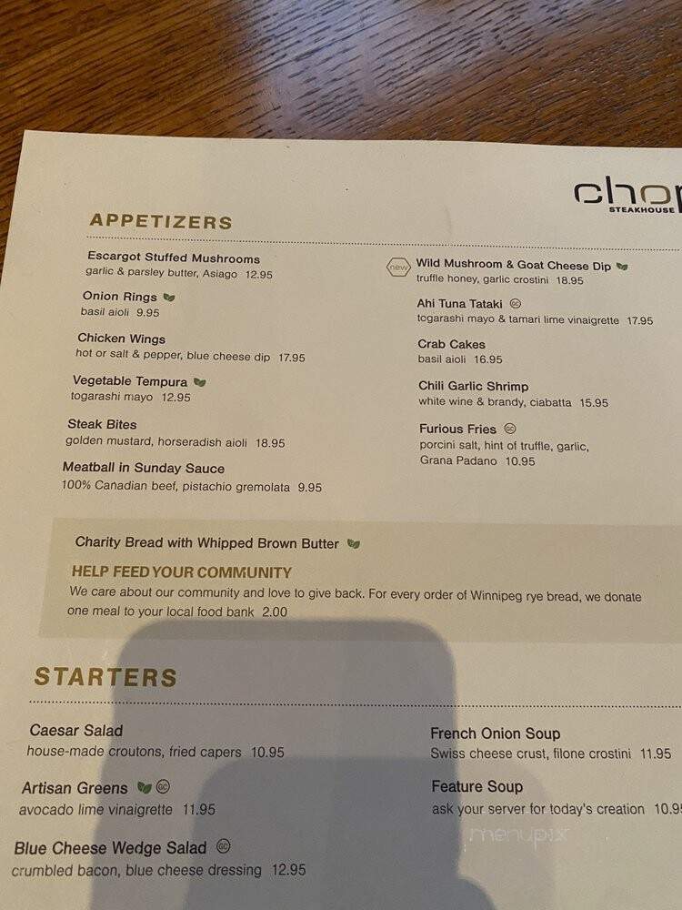 Chop Steakhouse & Bar - Mississauga, ON menu_pic