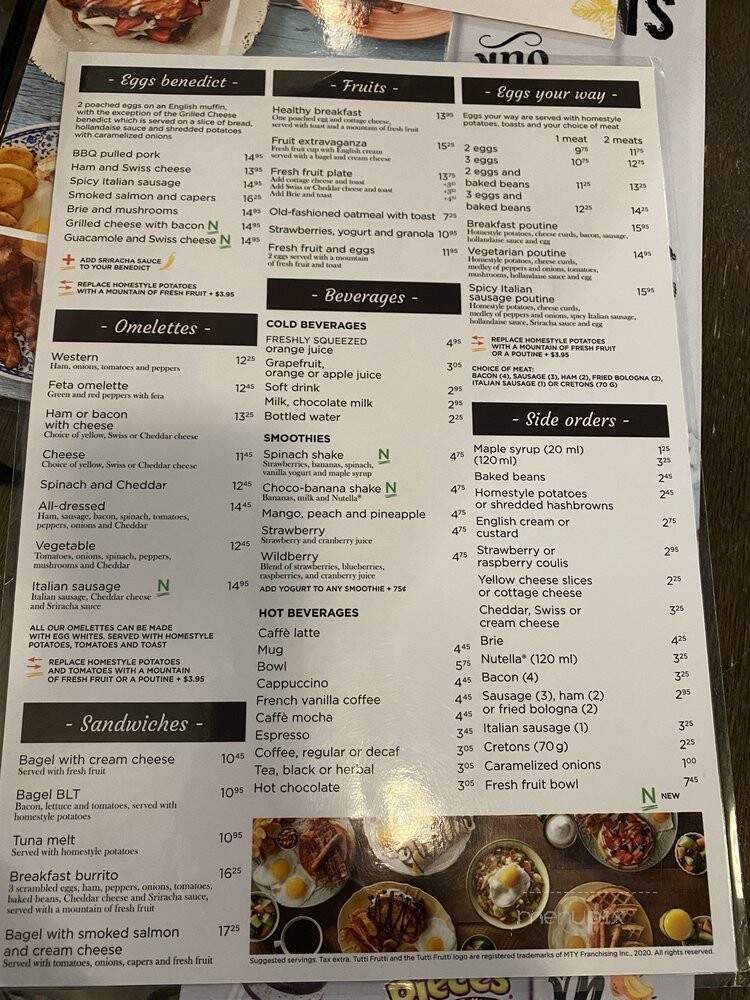 Tutti Frutti Breakfast & Lunch - Edmonton, AB menu_pic