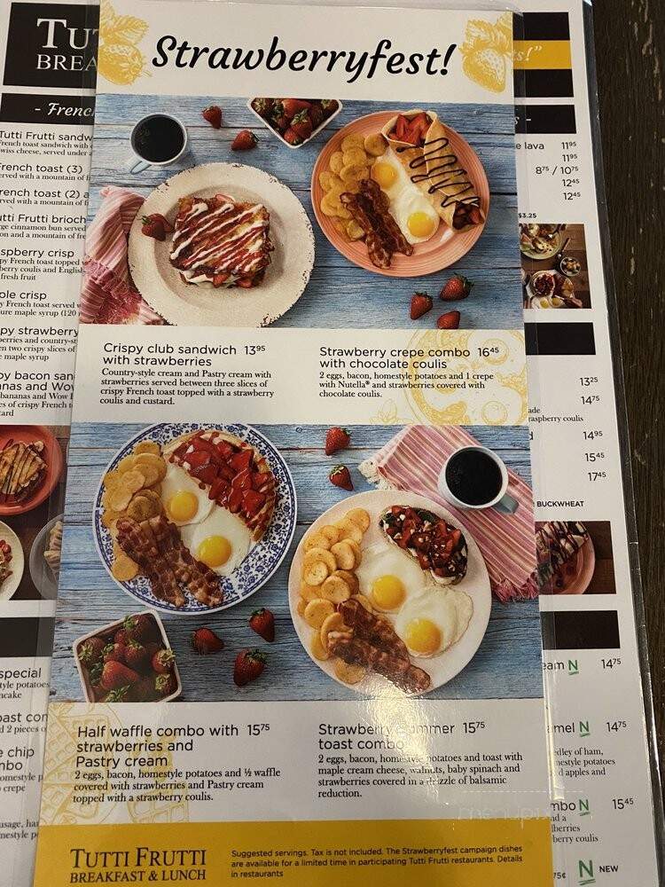 Tutti Frutti Breakfast & Lunch - Edmonton, AB menu_pic