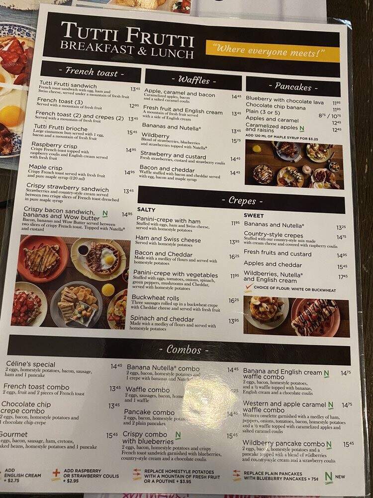Tutti Frutti Breakfast & Lunch - Edmonton, AB menu_pic