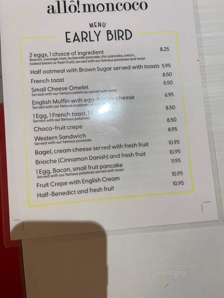 Allo! Mon Coco - Montreal, QC menu_pic