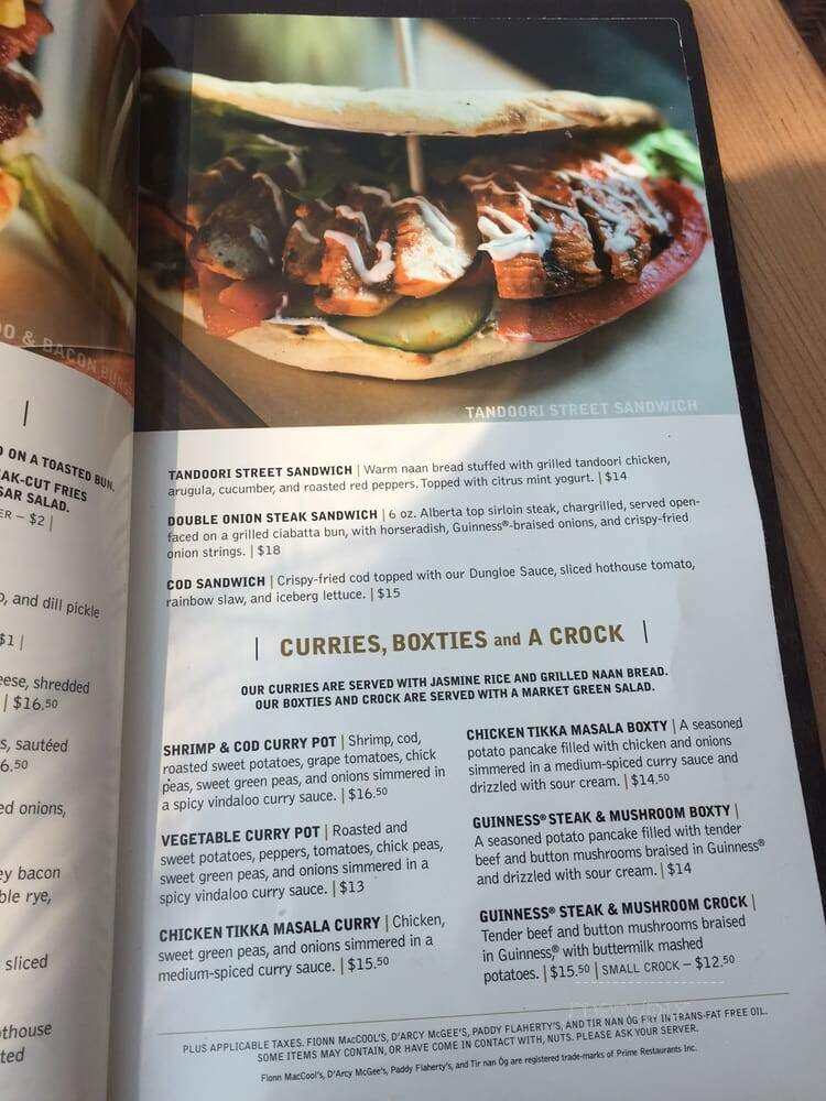 Fionn MacCool's Irish Pub - Winnipeg, MB menu_pic