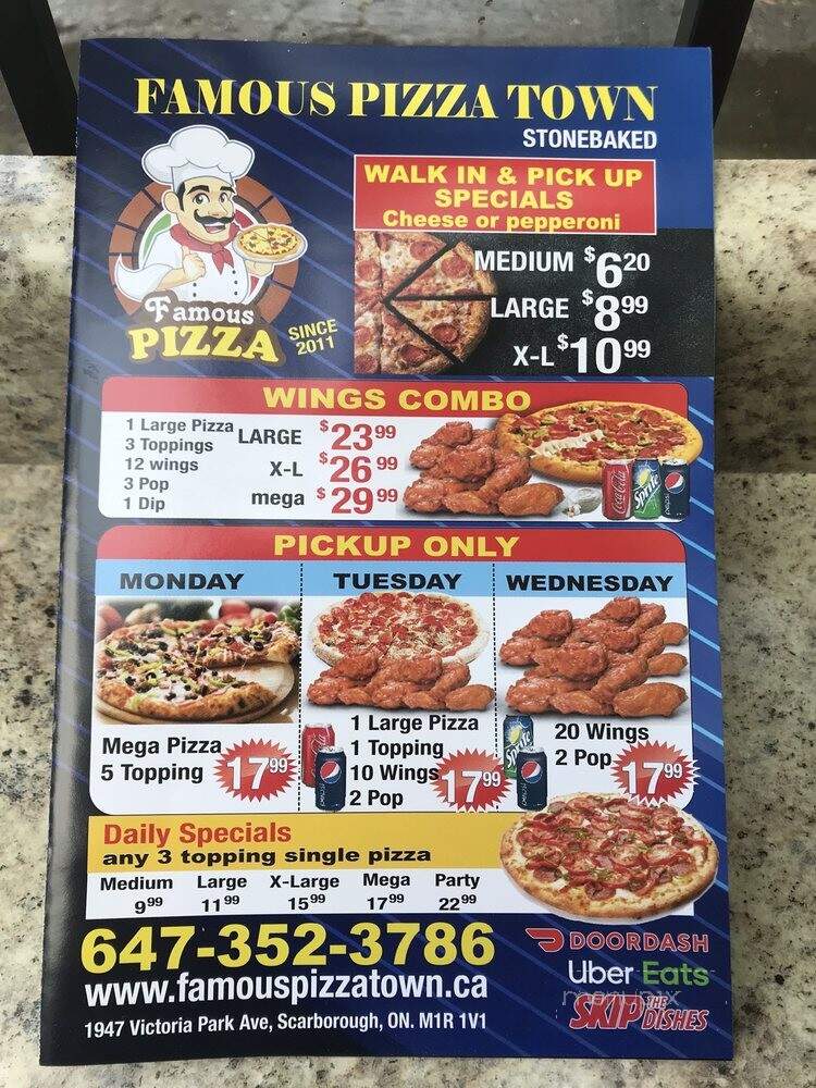 Famous Pizza Town - Toronto, ON menu_pic