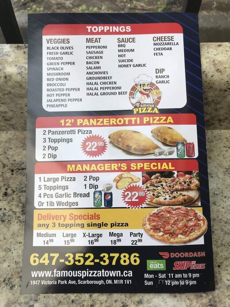 Famous Pizza Town - Toronto, ON menu_pic