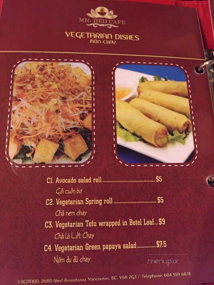 Mr. Red Cafe - Vancouver, BC menu_pic