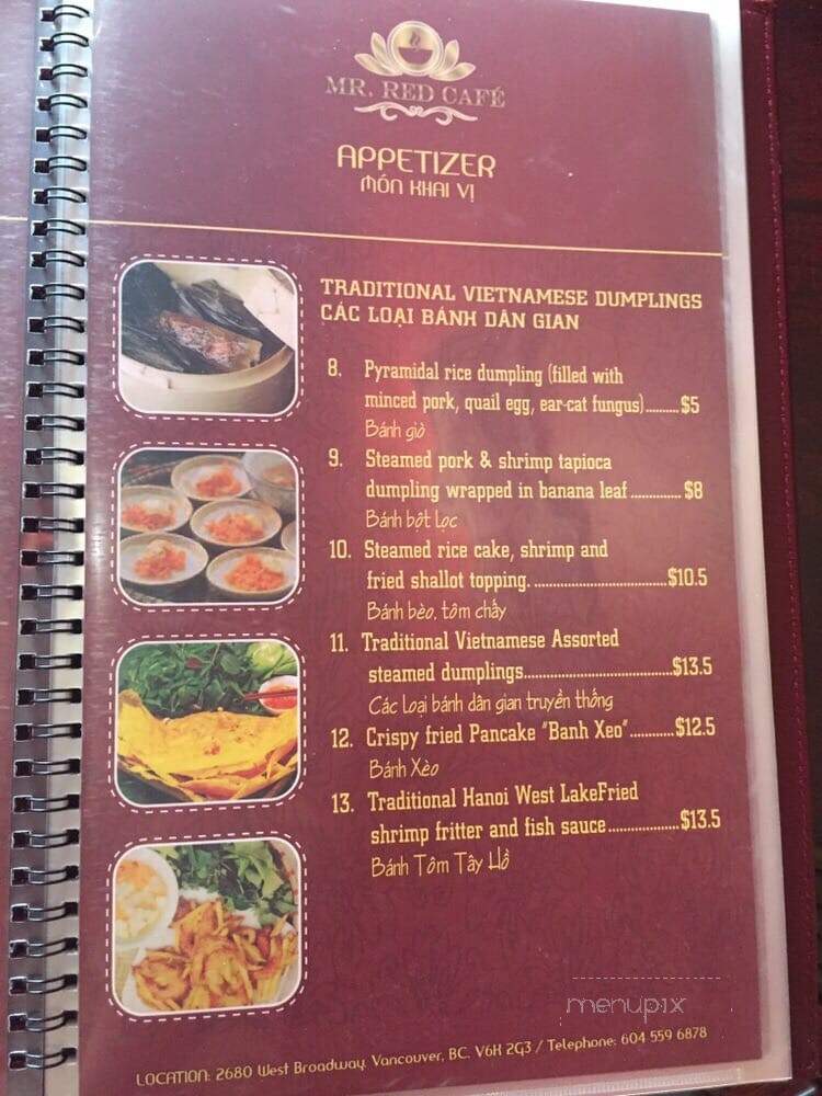 Mr. Red Cafe - Vancouver, BC menu_pic