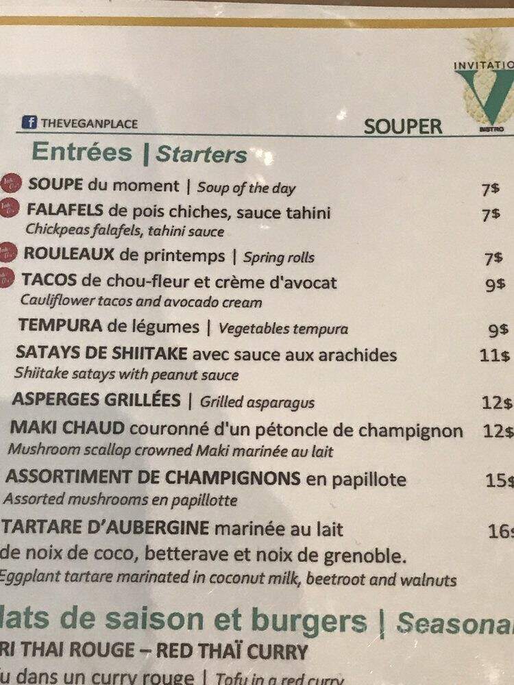 Invitation V - Montreal, QC menu_pic