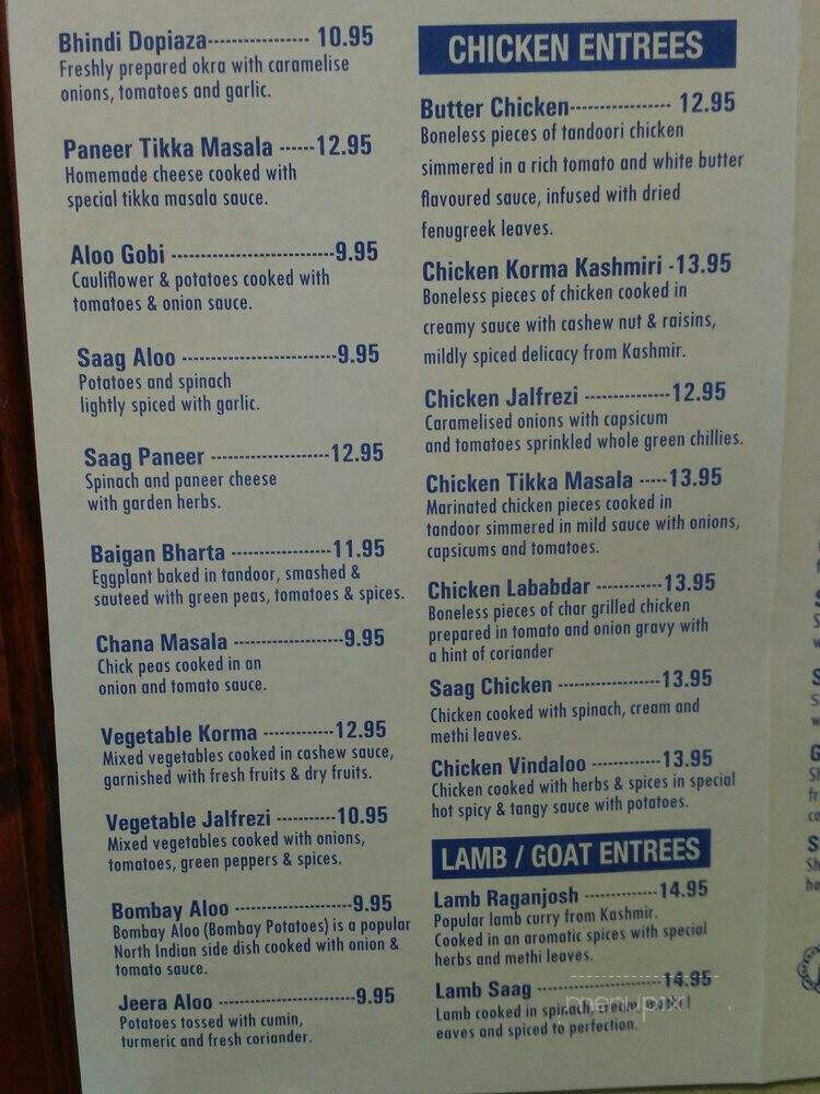 Mayur Fine Indian Cuisine - Toronto, ON menu_pic