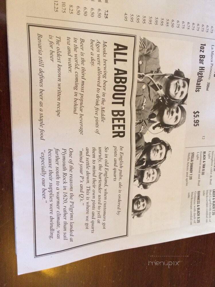 Newcastle Pub - Calgary, AB menu_pic